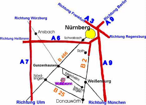 Wegbeschreibung - Karte Nürnberg